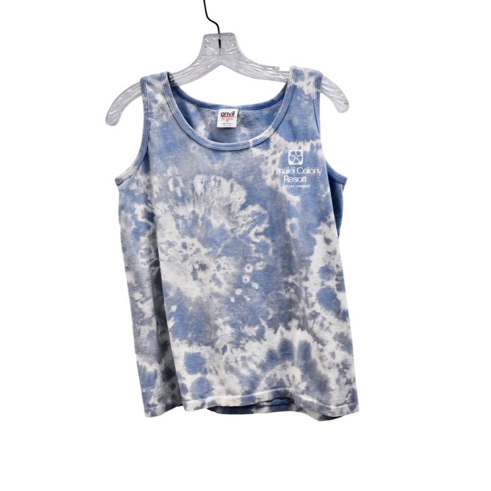 Women's Anvil Blue Tank Top Kauai Hawaii Hanalei Resort Size M
